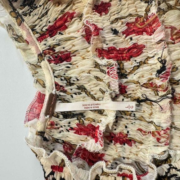 Free People Keeping Up With Kara Floral Ruffled Hem Bohemian Dress Cottagecore L - Picture 9 of 12